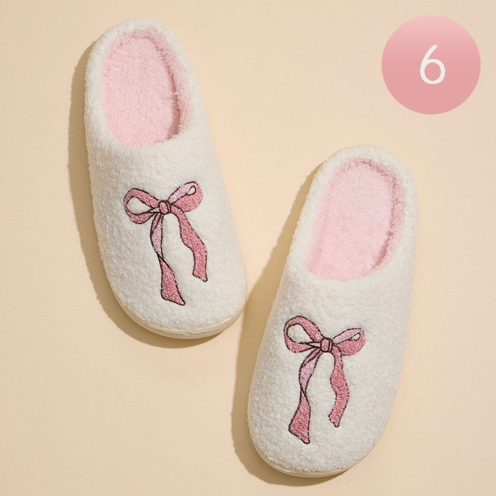 Ribbon Embroidery Cozy Slippers